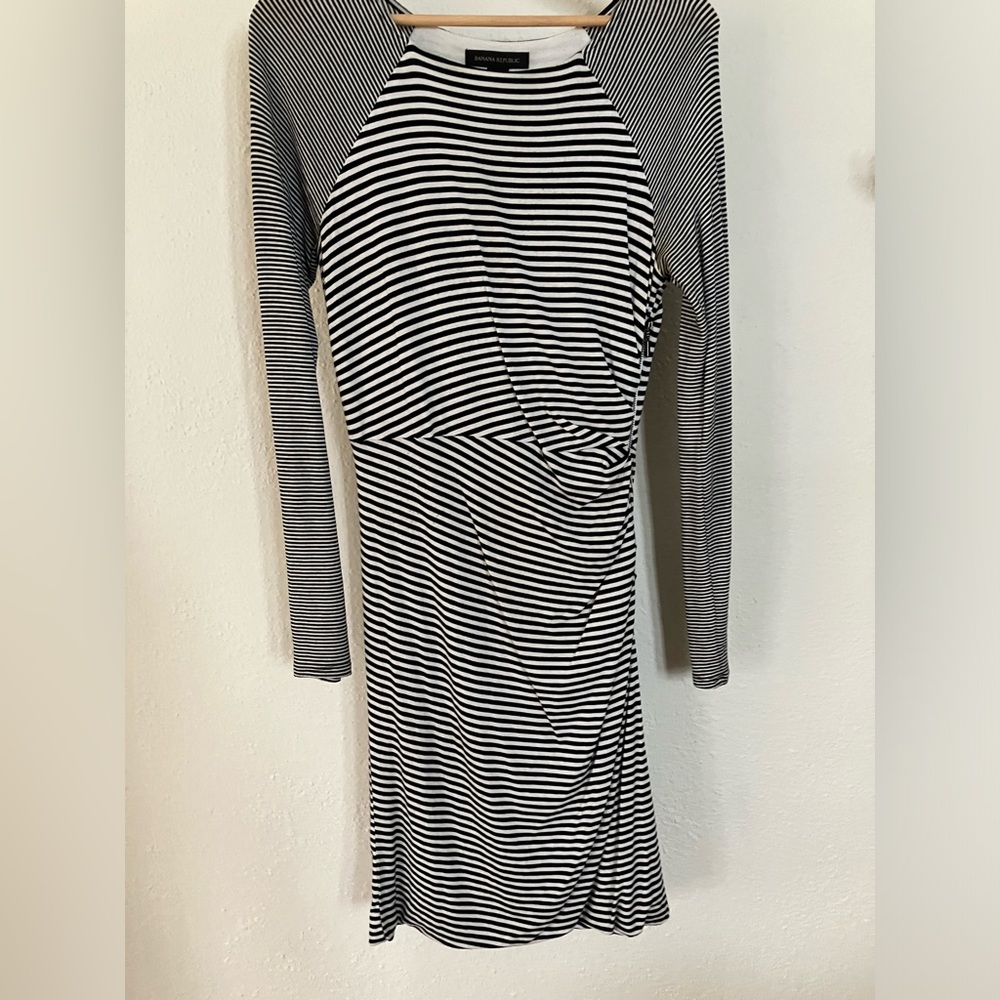 Banana Republic Striped Ruched Waist Dress
